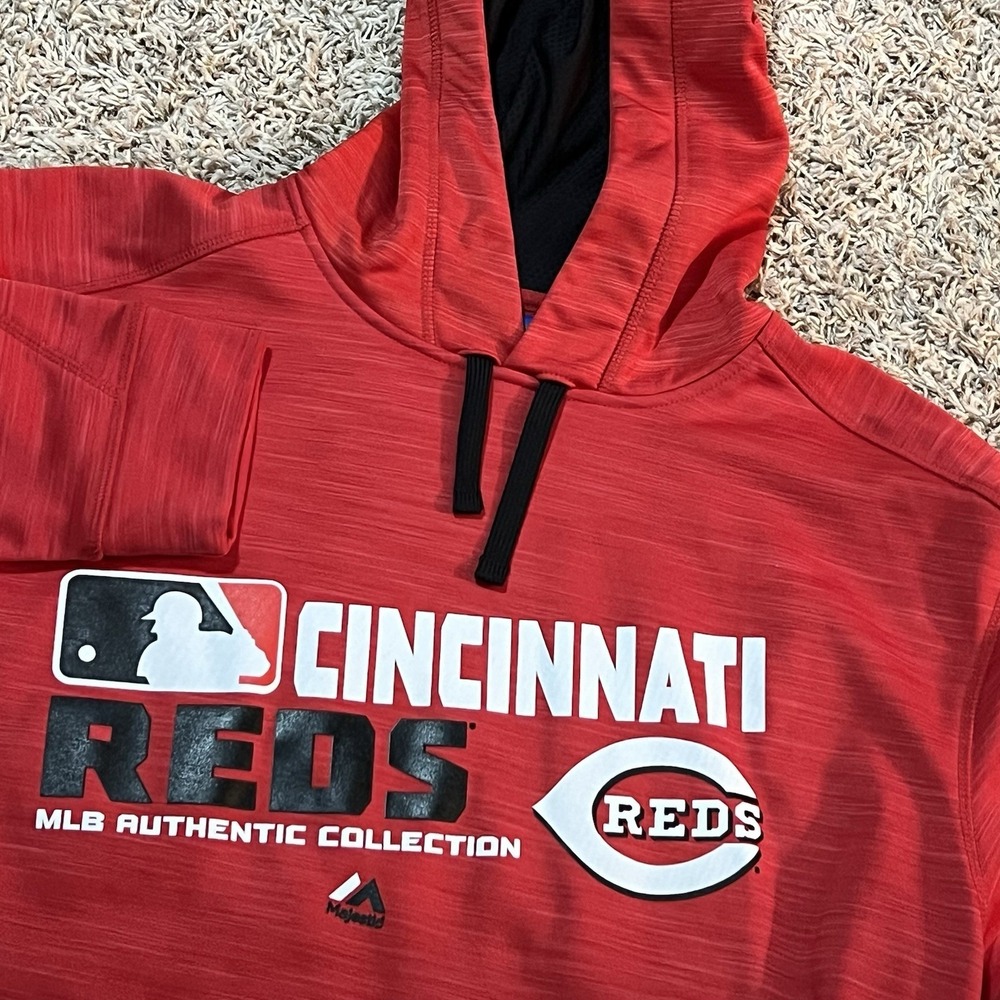 Majestic Therma Base Cincinnati Reds MLB Baseball Pullover Hoodie Mens Sz L NWOT